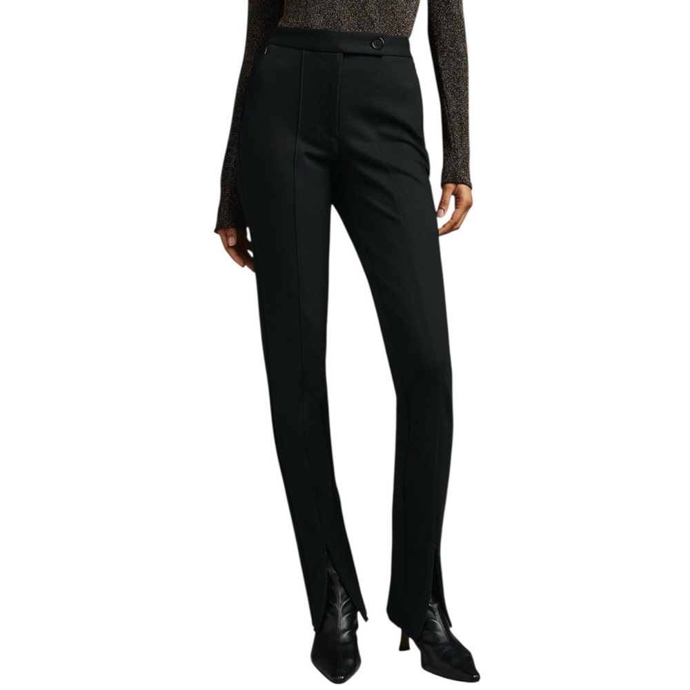 Anthropologie Maeve Ponte Straight Ankle-Zip Pants size 16 in Black